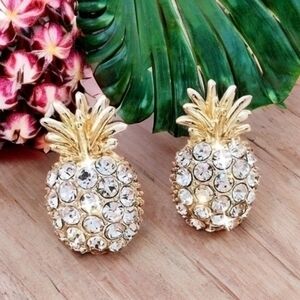 ANTHROPOLOGIE JEWELED PINEAPPLE STUD EARRINGS